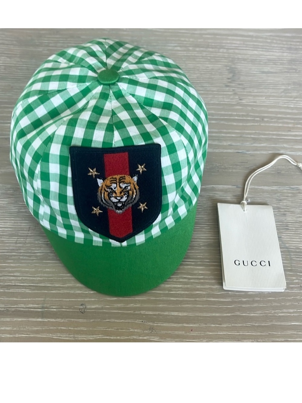 Authentic Gucci Kids Tiger Hat green white